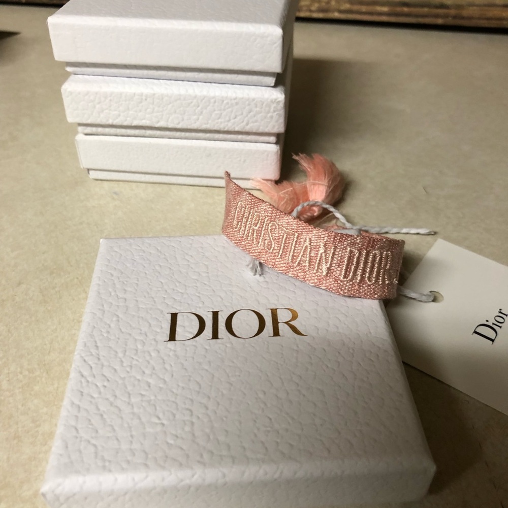 Christian Dior Friendship Bracelet Monogram Pink Women Woven Embroidered